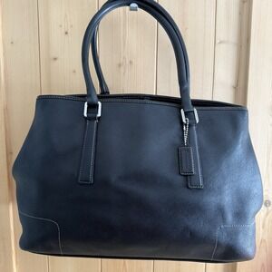 Coach Hampton Black Leather 7757 Large Tote Bag Shopper Vintage READ